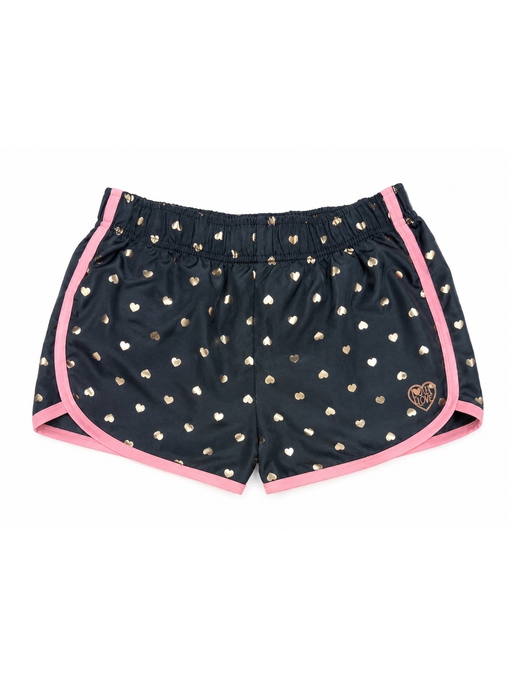 Body Glove Girls' Size 10 Black and Pink with gold Heart Print Athletic Shorts